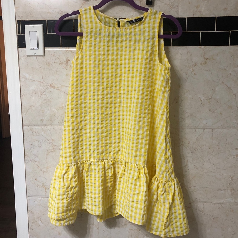NEW SHEIN Yellow Dress Gingham Print Size XS